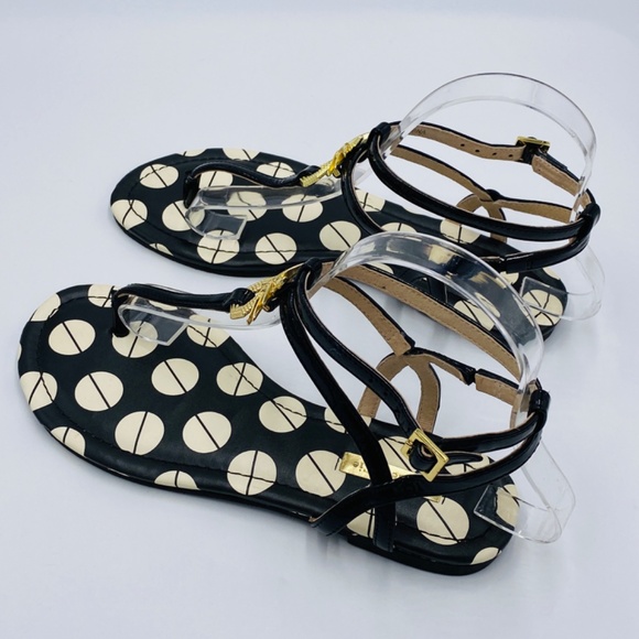 Louise et Cie Albaran Sandal Thong Black White Polka Dot Pineapple Women’s 7.5 - Picture 5 of 9